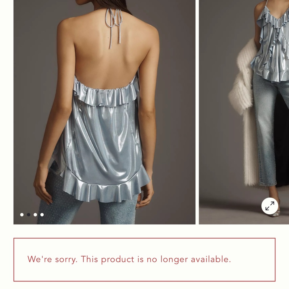 Metallic Blue Ruffle Top - Picture 2 of 3